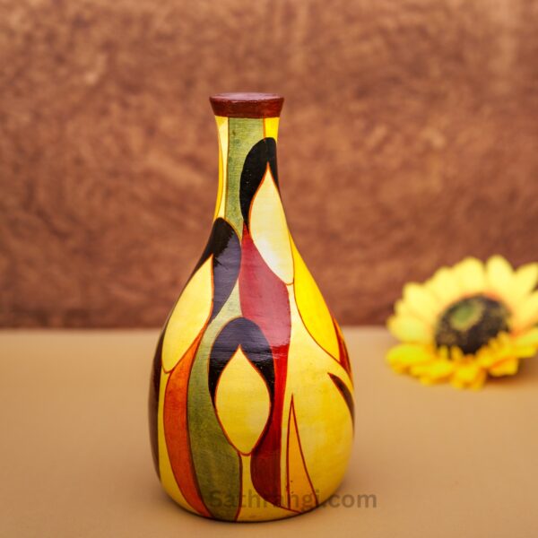 Sathrangi Terracotta Hand painted abstract painting vase for centre table and living Room