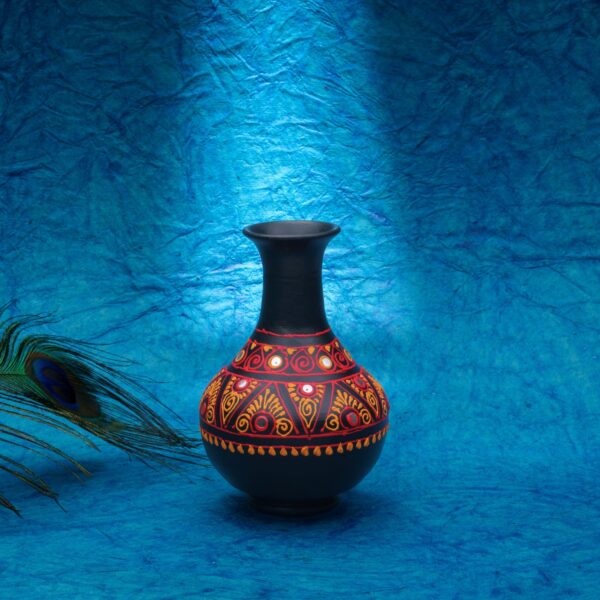 Sathrangi hand-painted red meenakari Medium design vase stunning decor piece that brings a touch of timeless artistry.