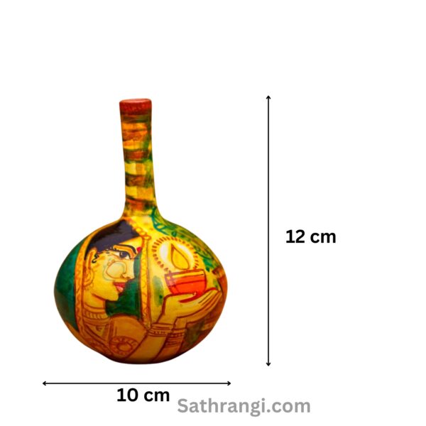 Sathrangi Hand Painted Diya Holding Traditional Woman Painting Surahi for Decor - Image 3