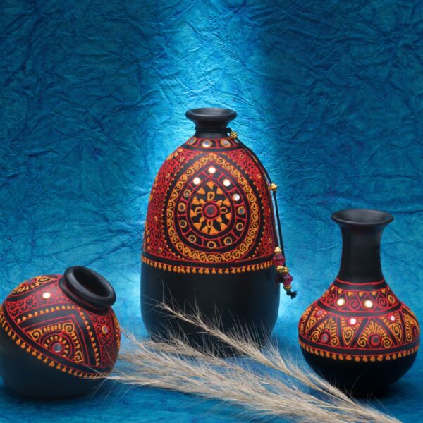 Sathrangi vibrant and Aesthetic Vases set of 3 for Living Room Decor And Gifting